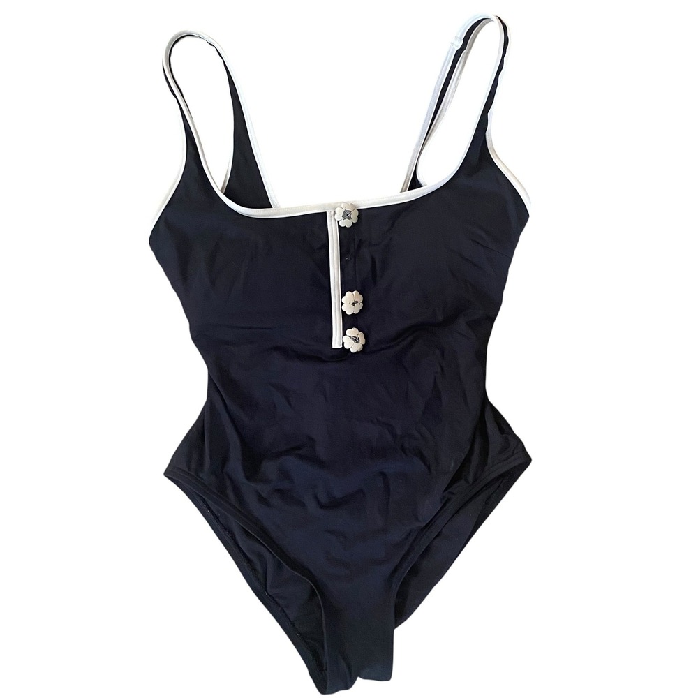 Kate Spade New York Women Black White Floral No Button One Piece Swimsuit S